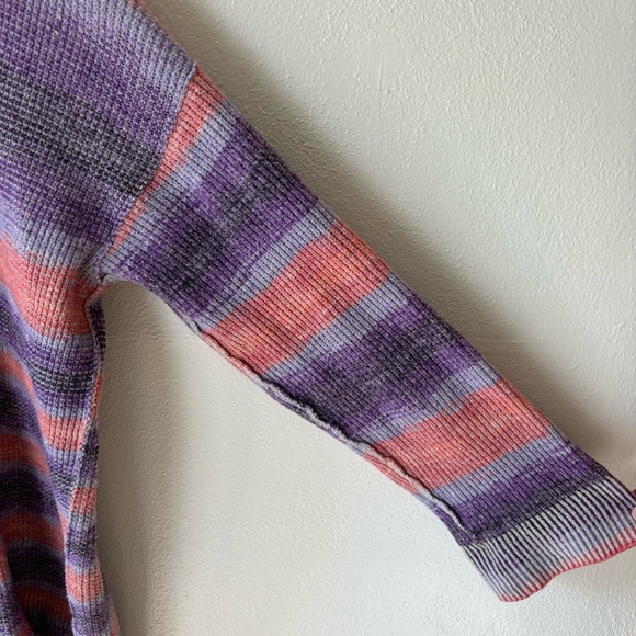 Anthropologie Daily Practice Half-Zip Tunic Sweater Stripe Purple Pink Ombre XLP - Picture 3 of 7